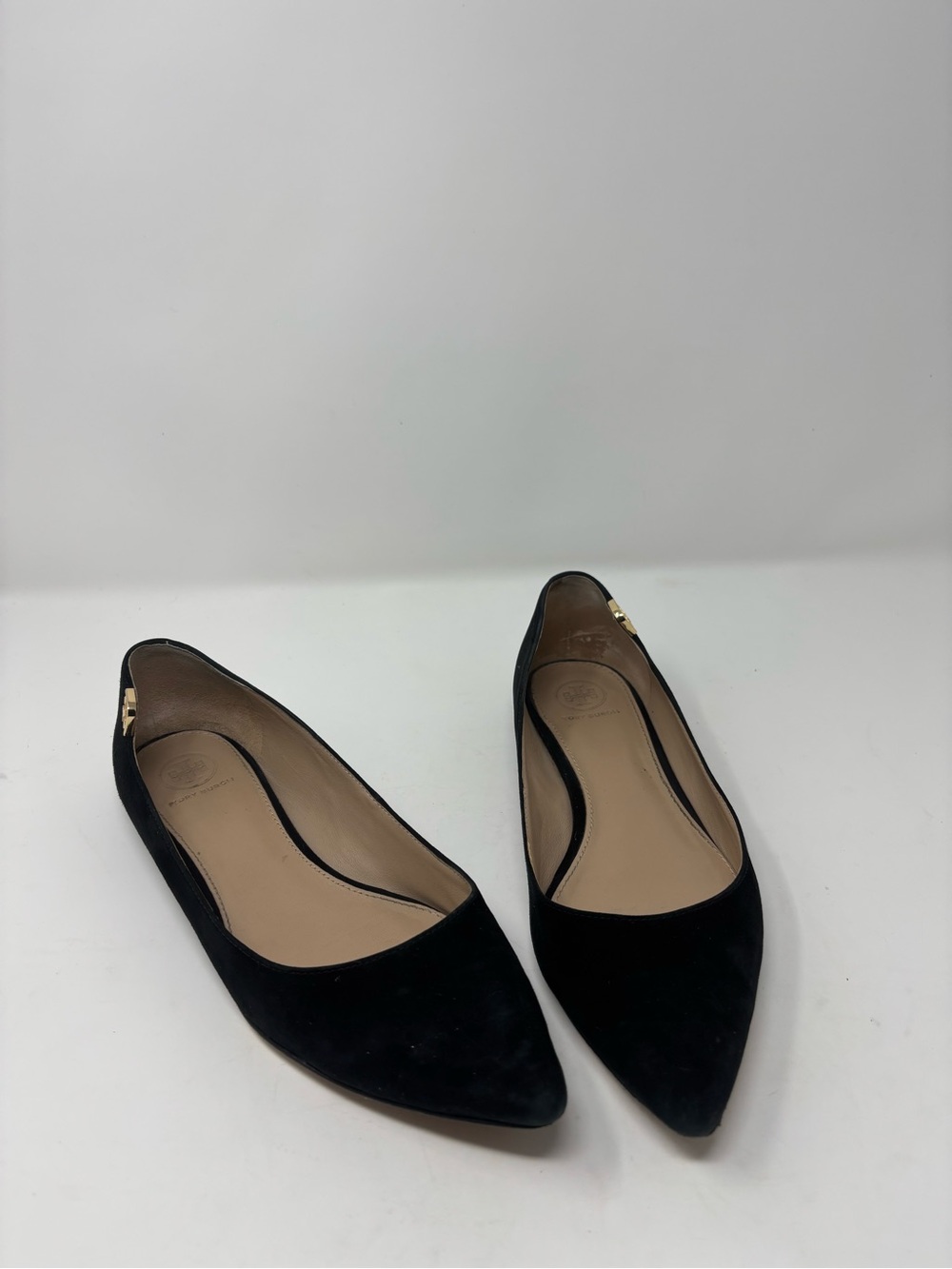 Classic Tory Burch Black Pointed Toe Suede Women's Flats Sz 8